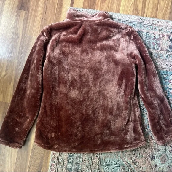 32 Degrees Heat Women's Brown Plush Faux Fur Teddy Zip-Up Jacket Size Large - Picture 3 of 7